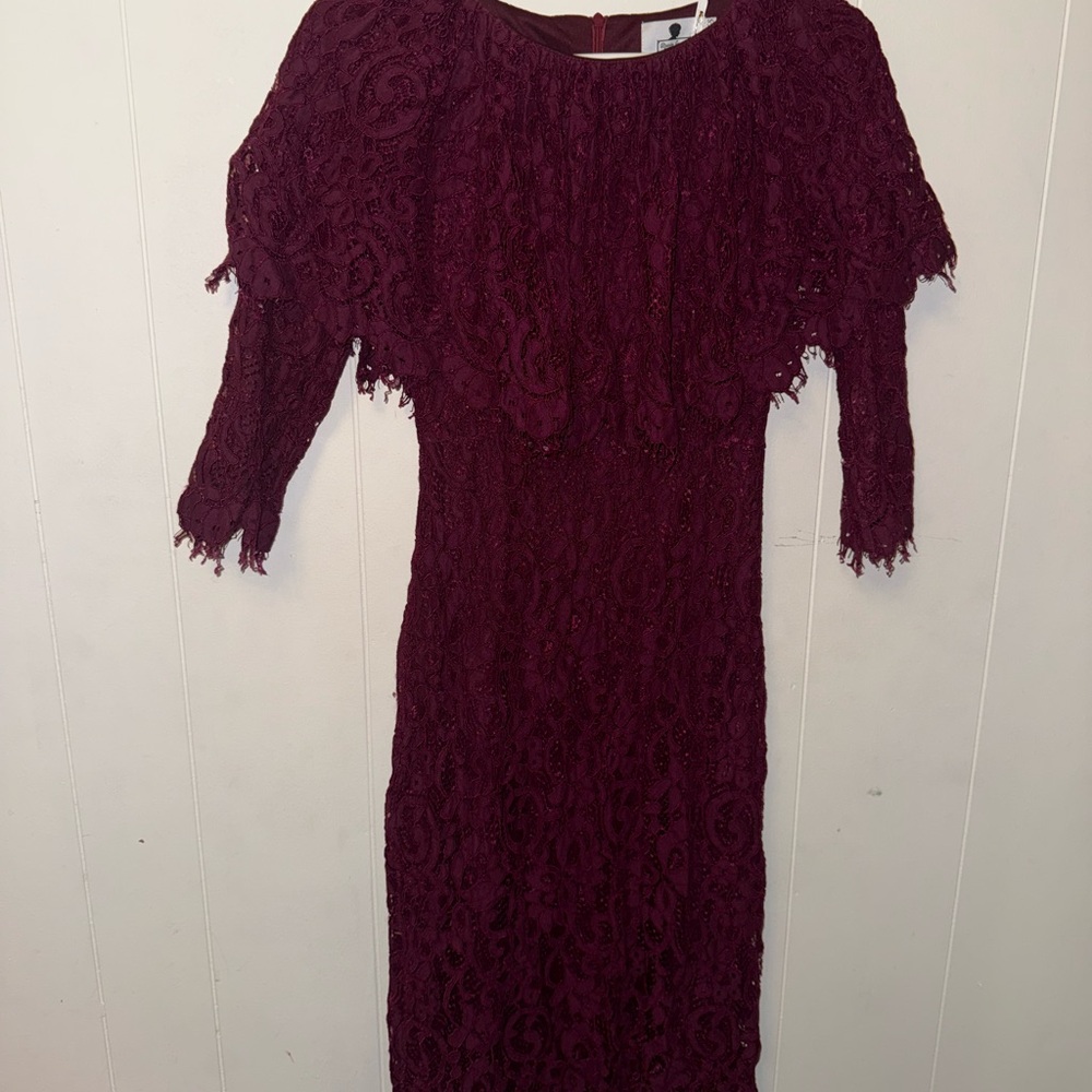 Dainty Jewells Rich Burgundy Lace Midi Dress